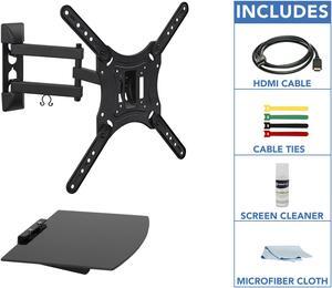 Mount-It! Full Motion TV Wall Mount with Floating Entertainment Shelf | Fits 32" to 55" Screen Sizes
