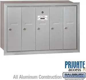 SALSBURY INDUSTRIES 3505ASU Vertical Mailbox,5 Doors,Alum