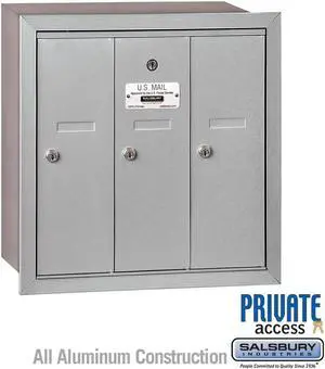 Salsbury 3503ASU Vertical Mailbox - 3 Doors - Aluminum - Surface Mounted - USPS Access