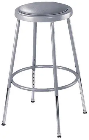 NPS 6418H 6400 Series Height Adjustable HD Vinyl Padded Steel Stool - Backless - Supports 500 lb - 18.5"-26.5" Seat Height - Gray Seat/Base