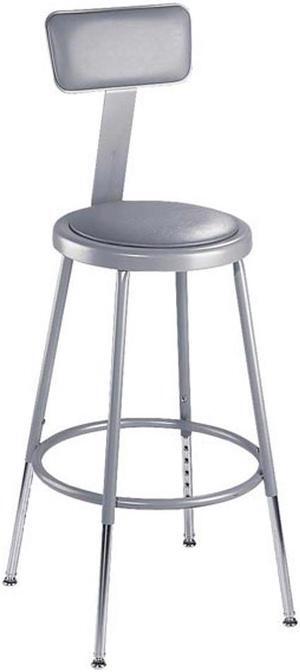 NPS 6430HB Height Adjustable Heavy Duty Padded Stool with Backrest - Supports 300 Up to lb - 32" to 39" Seat Height - Gray