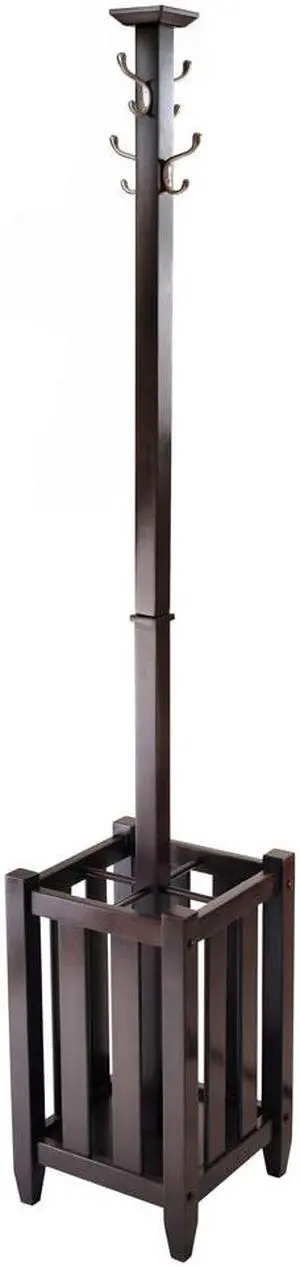 Winsome Wood Indoor Memphis Coat Hanger Tree / Stand And Umbrella Rack With Cappuccino Finish