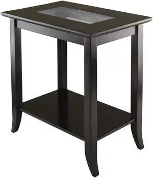 Genoa Rectanugular End Table with Glass Top and shelf