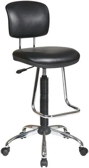 Chrome Finish Economical Drafting Chair w/ Chrome Teardrop Footrest