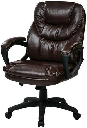 Office Star Faux Leather Managers Chair with Padded Arms