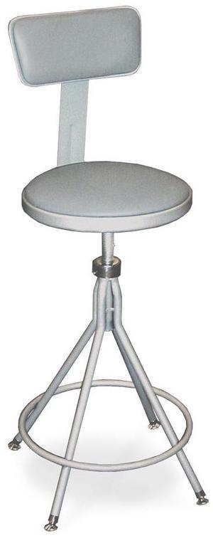 NPS 6524HB 6500 Series Height Adjustable Heavy Duty Vinyl Swivel Stool with Backrest - Supports Up to 500 lb - 24" to 30" Seat Height - Gray