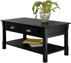 Winsome 20238 Black Beechwood COFFEE TABLE TWO DRAWERS ONE BOTTOM SHELF