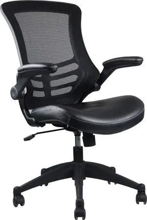 Techni Mobili Stylish Mid Back Mesh Office Chair with Tilt and Height Adjustment, Executive Task Chair with Armrest and Non Marking Caster Wheels, Black