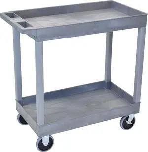 Luxor EC11HD-G 2 Tub Shelves Multipurpose Storage Utility Cart - Gray