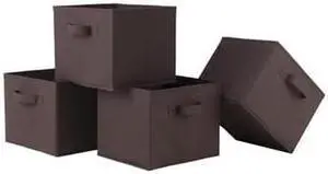 Winsome Wood Capri Set of 4 Foldable Chocolate Fabric Baskets