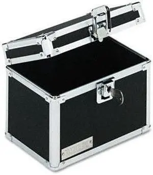 Vaultz Locking Index Card File with Flip Top Holds 450 4 x 6 Cards Black VZ01171