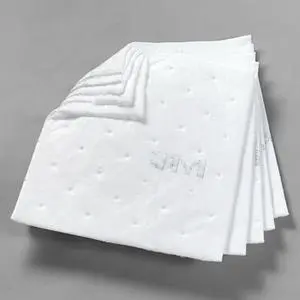 3M HP-156 Sorbent Pad, 37 1/2 gal, 17 in x 19 in, Oil, White, 100 PK
