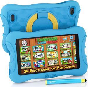 Kids Learning Tablet 7-inch IPS HD Display, WiFi,Android 10,2GB RAM 32GB ROM,with Educator Approved Academy(Over$150.00 Value),Protective Case with Adjustable Bracket(kickstand)and Stylus,V10+ Blue