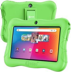 Contixo V9 Kids Tablet 7 Inch HD Display, 32GB Storage, Bluetooth, Wi-Fi, Dual Cameras, Parental Control, Silicone Protective Case and 50 Disney eBooks Included (2023 Sep New Version, Green)