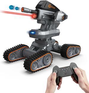 Contixo Remote Control Car - RC Tank with Gel Blaster, 4WD Remote Control Tank, LED, Rechargeable Battery, 360° Rotating RC Stunt Car, Battle Tank Toy
