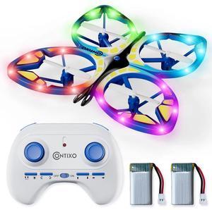 Contixo TD2 Butterfly RC Drone Quadcopter with Remote Control and LED Lights features 3D Flip, 3 Speed Modes Drone, Headless Mode, Safe Toys Propeller Protection for Kids