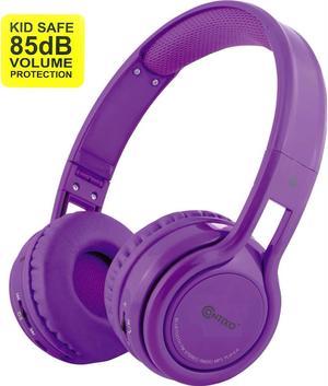 Contixo KB-2600 Kid Safe 85dB Over The Ear Foldable Wireless Bluetooth Headphone with Volume Limiter, Built-in Micro Phone, Micro SD Card Music Player, FM Stereo Radio, Purple
