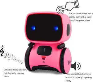 Contixo R1 Kids Mini Talking Robot Voice Controlled, Sings & Dance, Funny for Adults & Family, Interactive Children's Toy for Boys, Girls, Infants & Toddlers (Pink)