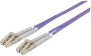 Intellinet Fiber Optic Patch Cable, Duplex, Multimode, LC/LC, 50/125 Âµm, OM4, 3.0 m (10.0 ft.), Violet