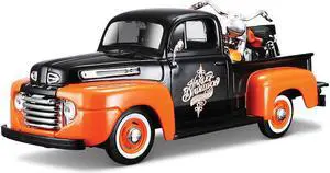 1958 FLH Duo Glide 1948 Ford F1 Pickup dull black/orange