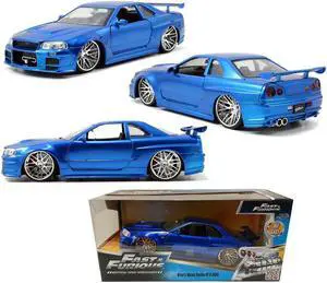 Jada Toys Fast & Furious 1:24 Diecast - 2002 Nissan Skyline GT-R R34 - Blue Jada Toys Fast & Furious 1:24 Diecast - 2002 Nissan Skyline GT-R R34 - Blue