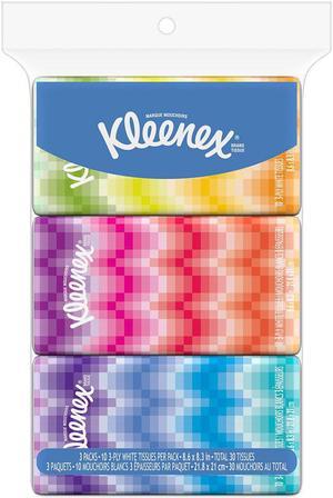 Kleenex Facial Tissues On-The-Go Pack, 10 Tissues Per Pack - 3 Pack