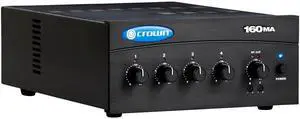 Crown 160MA 4 Input, 4 Channel, 60 Watt Powered Mixer/Amplifier for Paging, Background Music, Music-on-Hold, Installed Sound, 8-Ohm and Constant Voltage Outputs, 70V, Black