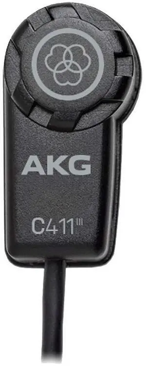 AKG Pro Audio C411 PP High-Performance Miniature Condenser Vibration Pickup for Stringed Instruments with MPAV Standard XLR Connector Black