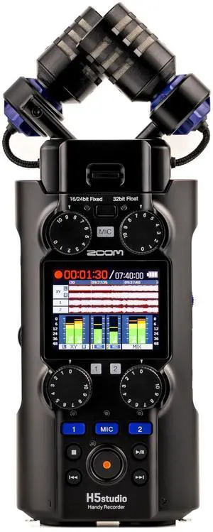 Zoom H5studio Handy Recorder with 32-Bit Float, Gain Knobs, 6-Track Recording, Large 19.4mm Microphone, F-Series Preamps, USB Audio Interface, Advanced Limiters, for Filmmakers, Musicians & Creators