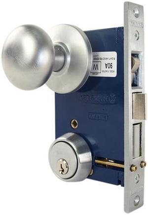Marks 22AC RHR Satin Chrome Finish Double Cylinder Iron Gate Ornamental Mortise Lockset with 2-1/2" Backset