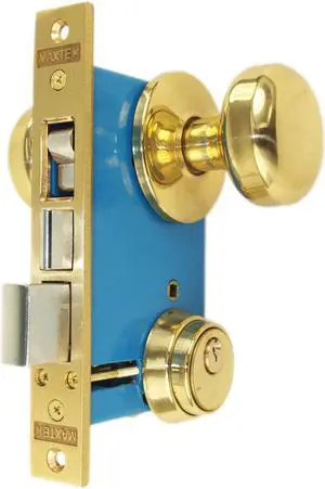 Maxtech LHR (Like Marks 22AC/3-W-LHR) Polished Brass Finish Left Hand Reverse Double Cylinder Iron Gate Ornamental Mortise Lockset with 2-1/2" Backset