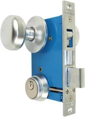 Maxtech RHR (Like Marks 22AC/26D-W-RHR) Satin Chrome 26D Finish Right Hand Reverse Double Cylinder Iron Gate Ornamental Mortise Lockset with 2-1/2" Backset