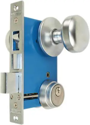 Maxtech LHR (Like Marks 22AC/26D-W-LHR) Satin Chrome 26D Finish Left Hand Reverse Double Cylinder Iron Gate Ornamental Mortise Lockset with 2-1/2" Backset