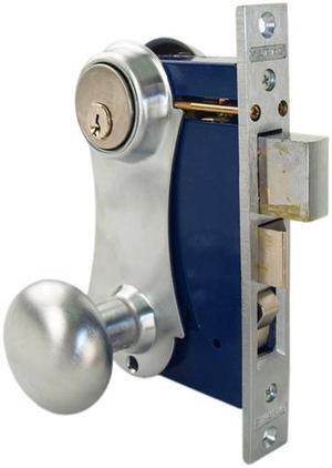 Marks 21AC/26D-W-LHR Satin Chrome Left Hand Reverse (Out-Swinging Door) Hand Ornamental Unilock Knob/Plate Mortise Entry Lockset Iron Gate Door Double Cylinder Lock Set