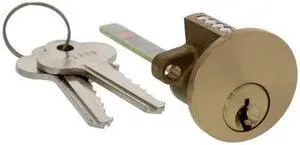 Ultra Hardware 150, (Like Segal 6050 Die Cast) Die Cast Replacement Rim Cylinder Lock, 5 Pin, Brass Plated