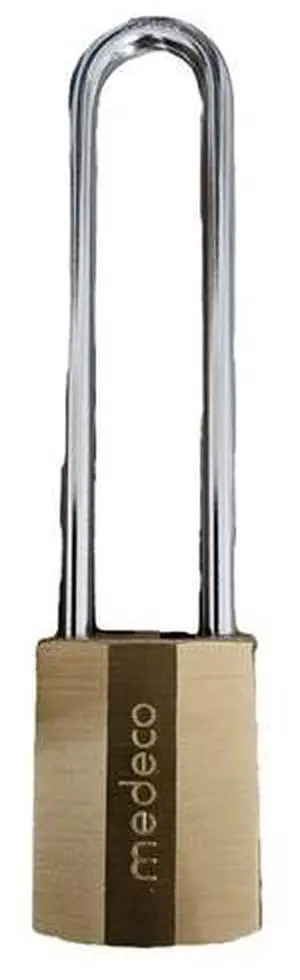 MEDECO 55 series brass finish 5 INCH shackle padlock 1-3/4" wide body with High Security Original (00) Keyway