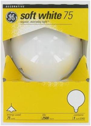 GE 36193 - 75G40/W G40 Decor Globe Light Bulb