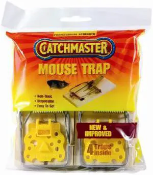 Catchmaster 00604 4 Mice / Mouse Traps Inside Wood Based Wire Snap Trap Easy Set