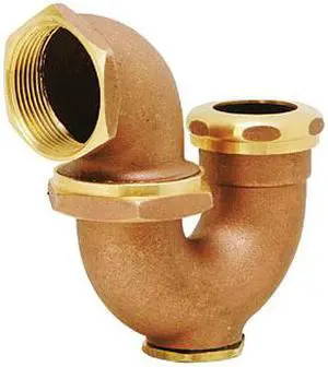 2926015, 2" x 1-1/2" IPS Rough Brass LA Sink Trap With Clean Out