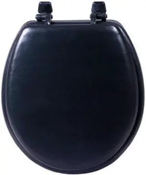 Sanderson Plumbing, 3000WB-BLK, Black Padded Toilet Seat, Heavy Duty Leather Grained Vinyl