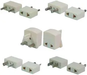 CONECT IT, 10-165-5, FOREIGN TRAVEL Adapter Plug Set for Foreign Outlets, Fits Both Flat & Round Pins