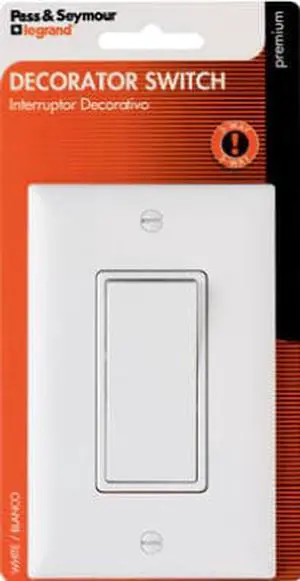 Pass & Seymour, TM873WCCC5WP, 15A, 120/277V, White 3 Way Premium Grade Decorator Quiet Switch