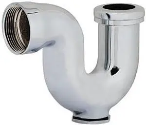 Aqua Plumb, 2935010, 1-1/2" x 1-1/4" IPS, Chrome Plated Brass, NY Sink Trap, With Clean Out