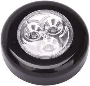 Bright Way, 879LED, 2 Pack 3 LED Bulbs, Black, Touch Tap Light, Round Battery Operated