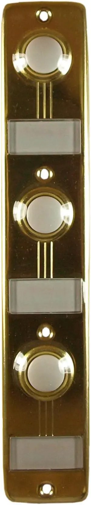 Lee Electric, BC269LG, Gold, Wired Triple Lighted Push Button With Name Plate, 7-9/16" X1-3/8" For Bell