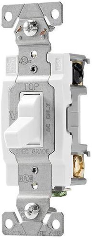 Cooper Wiring, CS415W, 4 Way Toggle Switch, 15 Amp, 120 Volt, White, Grounded, Standard