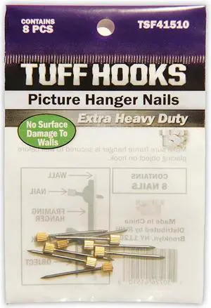 Tuff Stuff, TSF41510, Tuff Hooks, 8 Piece Assorted, Blue Steel Case Hardened Picture Hanger Nails