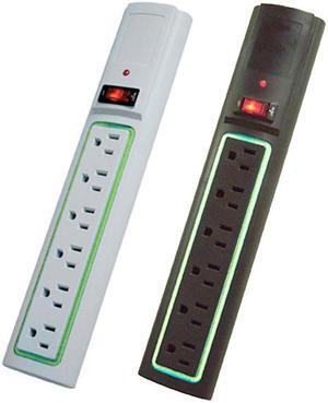 Power Play Products PPP, PP-56113DG-B, Black, 6 Outlet Daylite Surge Protector With 3' Cord, 400 Joules