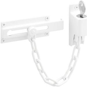Ultra Hardware, 44811, White Finish, Solid, Keyed Operated Chain Door Fastener Guard Lock
