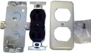Bowers, B-34243-G, Ivory Metal, Grounded Duplex Receptacle, Outlet Kit, For B300 Or B400 Raceway